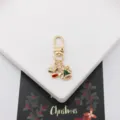 Weihnachten Serie süßer Legierung Schlüsselanhänger Taschenanhänger, Detailansicht mit Rentier und Glocke. - Rentier Und Glocke Verschluss (Stil 12)