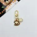 Cute Alloy Tabby Cat And Daisy Keychain Bag Pendant Metal Key Ring Fashion Accessory - Orange Cat