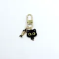 Cute black cat and fish bone metal keychain, golden lobster clasp, detailed bag charm ornament. - Dark Grey Cat Style (10)