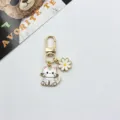 Cute alloy cat pendant and daisy keychain for airpods, metal bag charm accessory. - Grey Tabby Cat