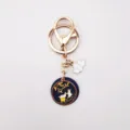 Cute Japanese style alloy enamel moon rabbit keyring cute cloud pendant metal keychain - Osmanthus Rabbit