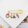 Christmas brooch detail, cute alloy enamel tree reindeer charms pin for women coat bag badge - Christmas Wreath