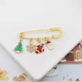 Christmas brooch alloy cute Christmas tree snowflake stocking Santa charm safety pin accessory. - Christmas Tree