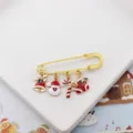 Christmas brooch pin with cute enamel bell candy cane santa and stocking charms jewelry. - Bell With Zirconia
