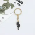 Cute black and white cat metal keychain pendant accessory, stylish bag charm and DIY keyring. - Black and White Cat Style (2121)