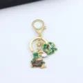 St. Patrick's Day green clover keychain zinc alloy bag pendant lucky charm accessory - Shamrock and Gold Pot