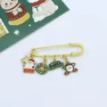 Christmas alloy brooch pin with cute Santa Claus charms, festive holiday apparel accessory. - Santa Claus & Letter Sign Style (230715-20)
