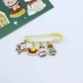 Christmas alloy brooch featuring cute Santa, snowman and tree charms for holiday styling. - Snowman & Santa Style (230715-20)