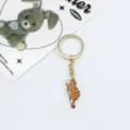 Cute Lying Cat Keychain Metal Enamel Orange Tabby Cat Key Ring Bag Charm Accessory - Orange Cat Style (2121)