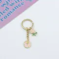 Valentine romance rose keychain alloy bag charm cute pendant couple gift key ring - Pink