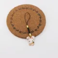 Cute rabbit carrot phone charm detail shot, sweet style metal enamel pendant for bags. - White Rabbit Holding Carrot