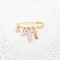 Cute enamel pin brooch with motivational exam pass charm, gold safety pin style accessory. - Pink - Exam Blessing