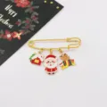 Detailansicht der Weihnachts-Legierung Brosche mit süßen Weihnachtsmann und Rentier. - Stil 3