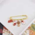 Christmas cartoon Santa brooch cute enamel pin sweater scarf holiday decorative gift - Christmas Sock and Reindeer Style