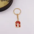 Porte-clés en métal avec pendentif omamori rouge, cadeau de remise de diplôme inspirant pour étudiants. - Succès Doré (Carré)