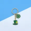 St. Patrick's Day Metal Keychain, Lucky Clover and Green Hat Pendant For Bag Accessory - Four Leaf Clover and Green Hat Pendant