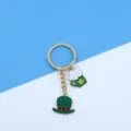 St. Patrick's Day green hat beer mug keychain metal pendant detail view bag charm accessory - Green Hat and Beer Mug Pendant