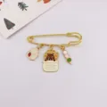Cute Capybara enamel brooch pin with lovely bread milk dango charms backpack accessory - Capybara with Milk Carton and Dango Style