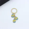 Easter egg metal keychain with colorful enamel charms cute bag pendant key ring for women - Blue and Yellow Geometric