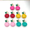 Gold plated stainless steel enamel apple pendants for DIY handmade earrings necklace jewelry making - Mixed Fruit Apple Series (SN1843) / 10 Pieces/Pack