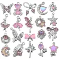 DIY alloy rhinestone charms pink crystal butterfly bear star jewelry pendants for handmade crafts. - Pink UV Rhinestone Style Series (SN1815) / 20 Pieces Set