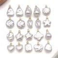 Baroque irregular white pearl charms, assorted shapes with gold loops for DIY jewelry making. - Mixed Shapes Set / 20 Pieces Set / White