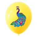 Diwali theme party latex balloon with colorful peacock print, perfect for festival decorations. - Yellow Balloons