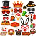 Casino Fotoautomaten Requisiten Set Las Vegas Poker Würfel Party Dekoration Zubehör kit. - Casino-Fotorequisiten / 30 Karten + 30 Stäbe + Klebepunkte