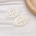 White pearl leaf charms for DIY jewelry making, beautiful handmade bracelet and earring beading accessories. - 1 Piece (34x20mm)