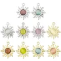 Zinc alloy cat's eye sun pendant detail showing various colorful gemstone DIY jewelry charms. - Mixed Color Sun Set (SN1829) / 10 Pieces Pack
