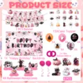 Pink Halloween party decoration set including banner, cake toppers, backdrop and balloons. - Set A / Banner + 20 Balloons + Cupcake Toppers + 6 Swirls + 5 Honeycombs + Backdrop + 2 Ribbons