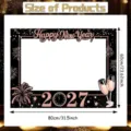 Marco de fotomatón de Año Nuevo 2027 decoración de fiesta oro rosa tamaño 80x60cm - Marco para fotos / 80X60cm