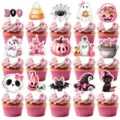 Rosa Halloween Cupcake Topper Detailansicht, süße Geister Kürbis Party Deko 15 Stück - Tortenstecker 15-teilig