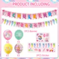 Back to school party decoration set unicorn banner balloons and stickers bundle for kids. - Back-to-School Season Sets / Banner+12 Balloons+3 Stickers+2 Ribbons
