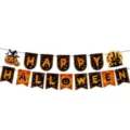 Halloween feestdecoratie banner hangende vlaggen met pompoen en spookhuis griezelig - Letter Banner