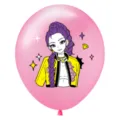 Ballon en latex rose imprime avec un joli motif de fille anime KPOP pour decoration. - Rose