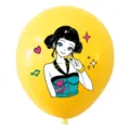 Ballon en latex jaune avec impression de fille anime, jolie décoration de fête musicale KPOP - Jaune