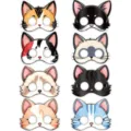 Joli lot de 8 masques de chat de dessin animé, idéal pour décoration de fête d'anniversaire. - Masque de fête chat modèle B / 8 Pièces