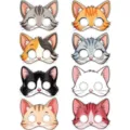 Ensemble de masques de chat de dessin animé pour fête d'enfants, décorations mignonnes. - Masque de fête chat modèle A / 8 Pièces