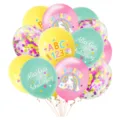Colorful school start balloon set with unicorn and ABC prints for kids back to school party. - Balloon Kit / 12 Pack + 1 Ribbon