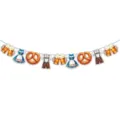 Oktoberfest party banner decoration, Bavarian beer festival hanging garland with pretzel and beer. - Banner 1