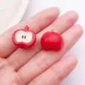 Resin 3D Apple Charm Pendant DIY Necklace Bracelet Jewelry Making Accessory Craft Part - Red Resin Fruit 3D Apple (24385) / 1 Piece (19x18x11mm) / Red