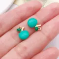 Stainless steel gold plated enamel fruit pendant DIY jewelry findings variant accessory - Double-Sided Enamel Apple (T3539) / 1 Piece/Pack (12x8x3.5mm) / Lake Green