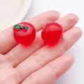 Red apple resin charm DIY jewelry accessory pendant bracelet necklace cute craft 2pcs - Transparent Red Resin 3D Apple (24387) / 1 Piece (19x17x17mm) / Transparent Red