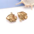 Pendentifs breloques poisson en acier inoxydable doré pour accessoires de bijoux DIY. - Style Poisson Tropical (T1964) / 1 Pièce (Grand Creux 17x18x6mm Trou 1.2mm) / Or
