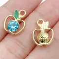 DIY rhinestone apple charms enamel alloy pendants for handmade bracelets necklaces jewelry making. - Lake Blue Apple (28594) / 1 Piece (15.5x12x5mm) / Lake Blue