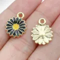 Alloy sunflower daisy charms enamel DIY jewelry making pendants for earrings necklace. - Enamel Daisy (28596) / 1 Piece/Pack (16.5x13x2mm) / Black
