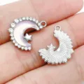 DIY alloy moon star rhinestone charm pendant for handmade earrings necklace jewelry making accessories - White K Purple Glass Rhinestone Moon (28424)