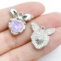 DIY purple heart crystal alloy bow charm, exquisite jewelry accessory for handmade earrings. - White K Purple Glass Bowknot Heart (28425)