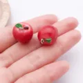 Resin apple charms miniature fruit pendants for DIY necklace bracelet handmade jewelry accessories - Resin 3D Fruit Apple (27579) / 1 Piece (17x15x15mm) / Red